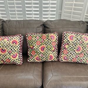 MacKenzie-Childs Checkered Floral Accent Pillows